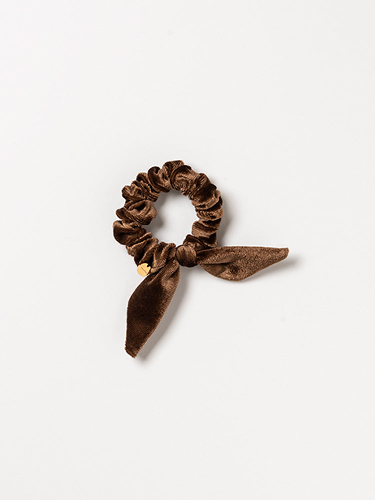 【SARARTH + TRESSE】GOLD Vegan pearl bracelet & MIA ruban chouchou in Brown