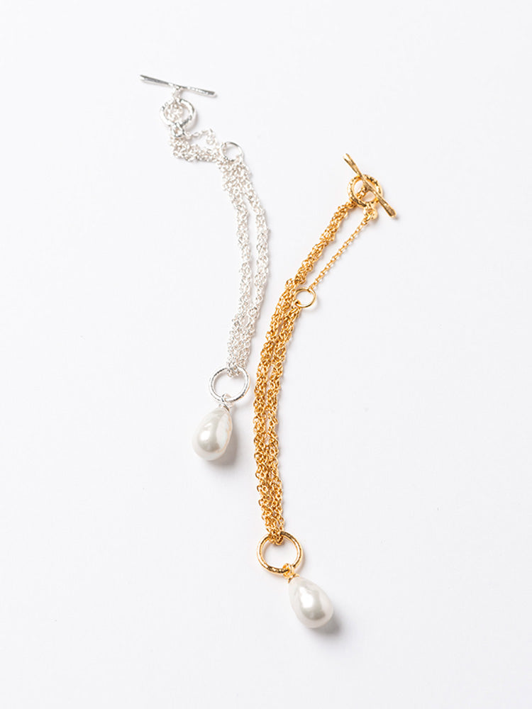 【SARARTH + TRESSE】GOLD Vegan pearl bracelet & MIA ruban chouchou in Mustard