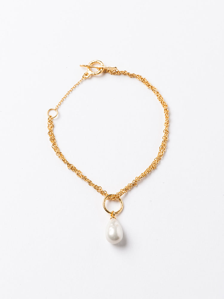 【SARARTH + TRESSE】GOLD Vegan pearl bracelet & MIA ruban chouchou in Black