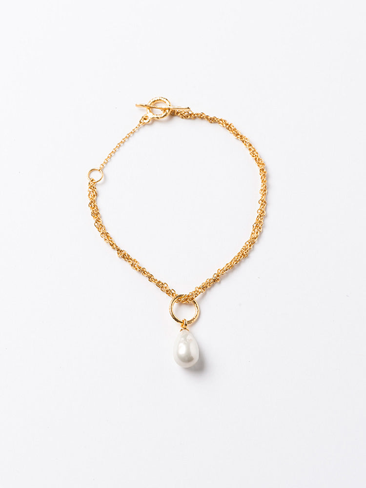 【SARARTH + TRESSE】GOLD Vegan pearl bracelet & MIA ruban chouchou in Terracotta