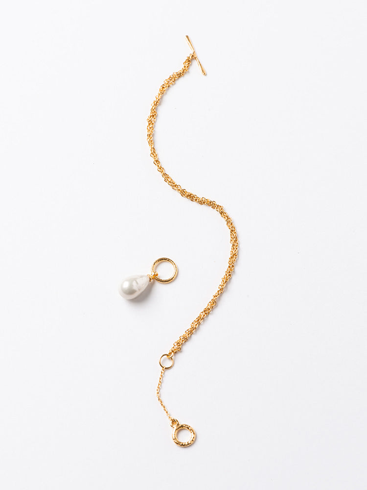【SARARTH + TRESSE】GOLD Vegan pearl bracelet & MIA ruban chouchou in Mustard