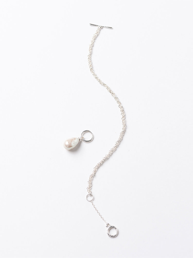 【SARARTH + TRESSE】SILVER Vegan pearl bracelet & MIA ruban chouchou in Navy