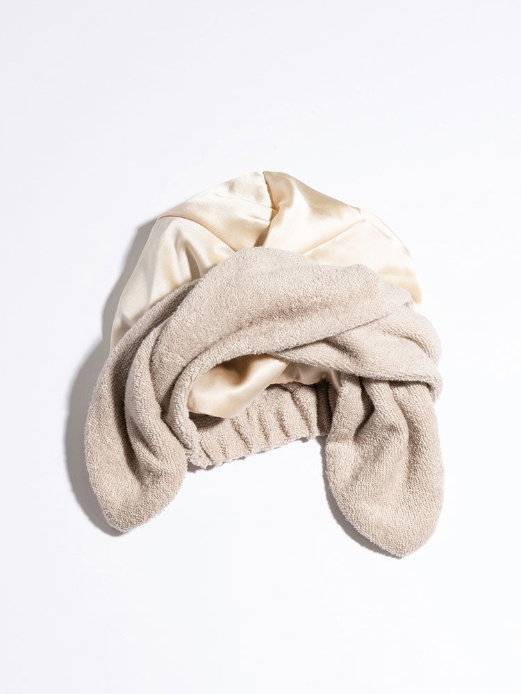 Maison Silk Night Cap in Beige