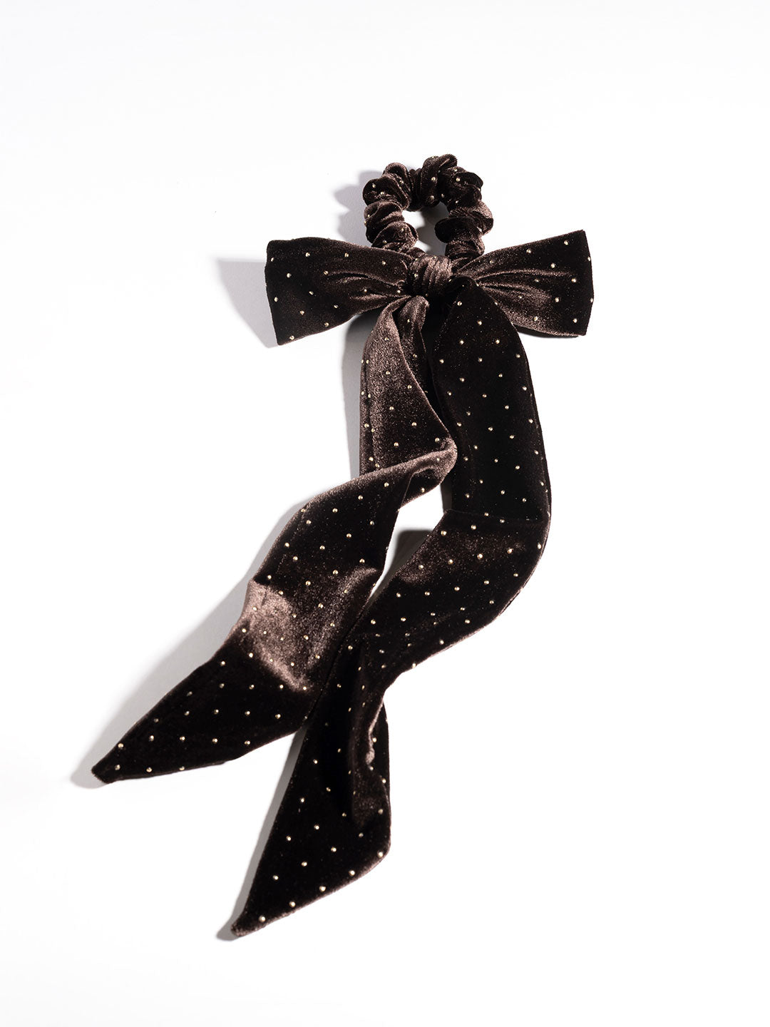 BRIGITTE dot ribbon chouchou in BRN×GLD