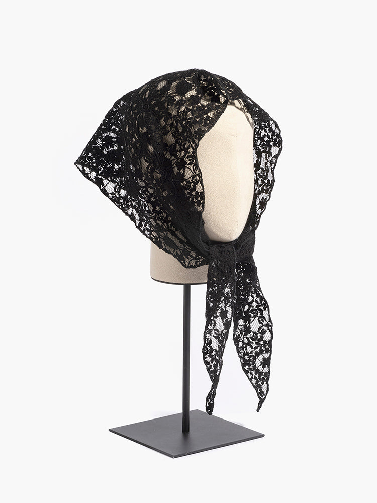 Flower Lace Scarf in Black