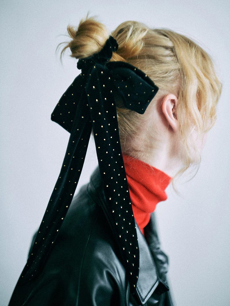 BRIGITTE dot ribbon chouchou in BK×GLD