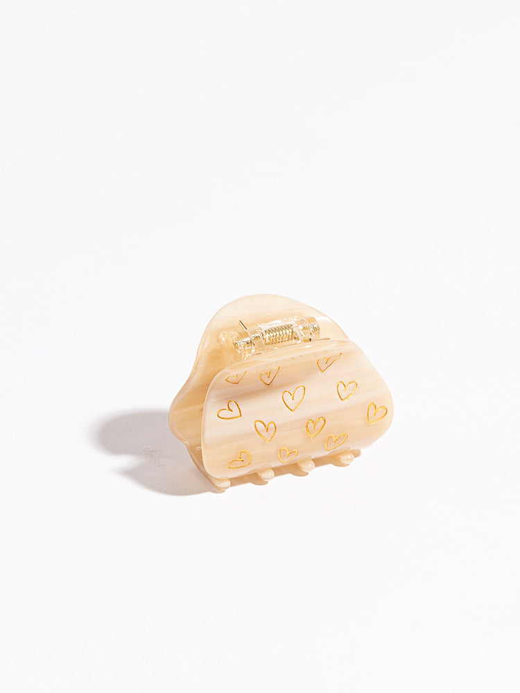 beans handwritten heart clip in Beige