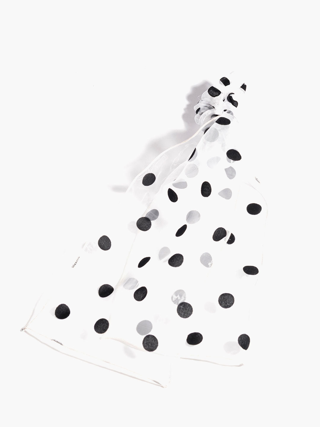 sheer dot ribbon chouchou in White